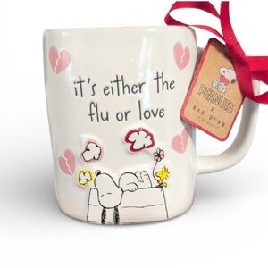 NEW Rae Dunn x Peanuts Snoopy It's Either The Flu or Love Valentine's Day Mug